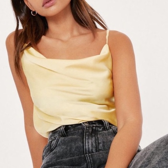 Nasty Gal Tops - Nasty Gal Yellow Cowlneck Cami